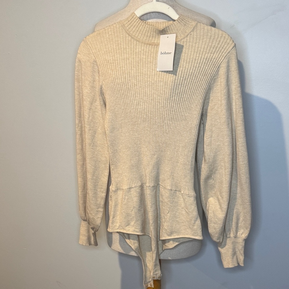 Promesa “Bohemia” Cream Ribbed Knit long sleeve bodysuit XL